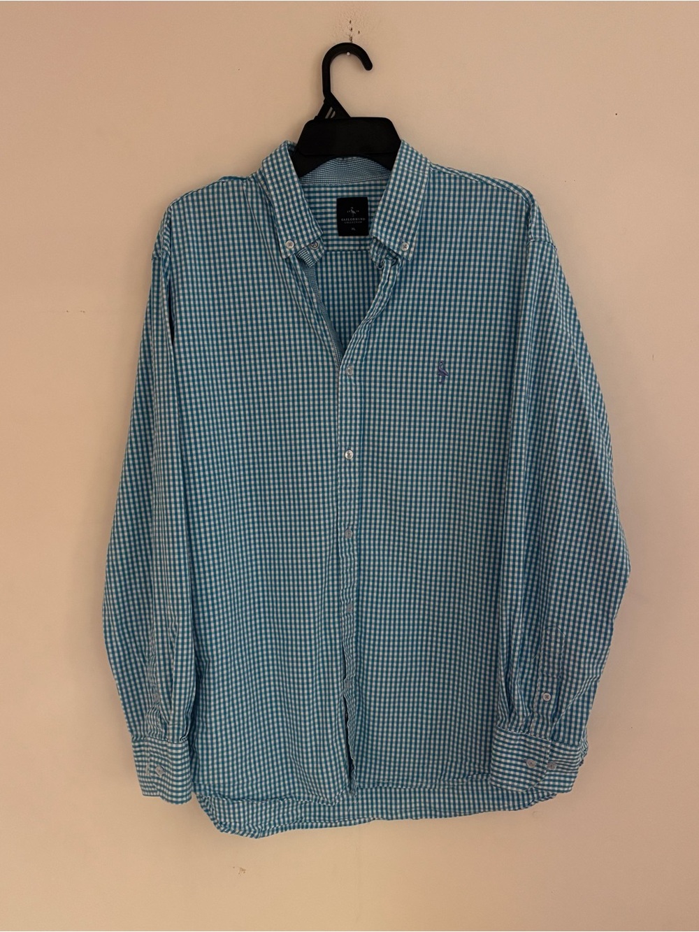 TailorByrd Men’s XL Aqua Gingham Button Down Shirt